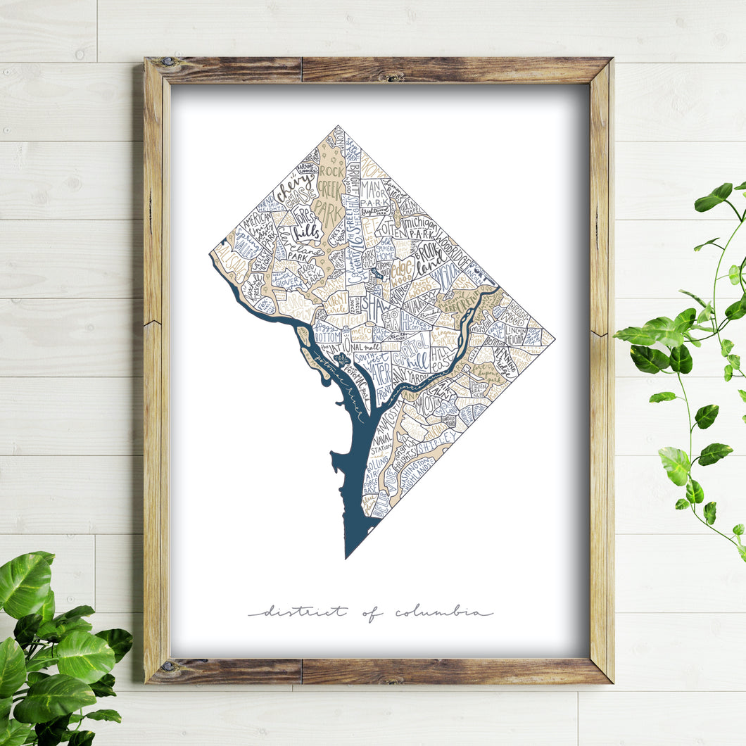 Art Prints - DC Neighborhoods Map (11x14)