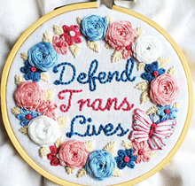 Load image into Gallery viewer, Defend Trans Lives embroidery kit
