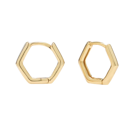 earrings - Thin Hexagon Huggies